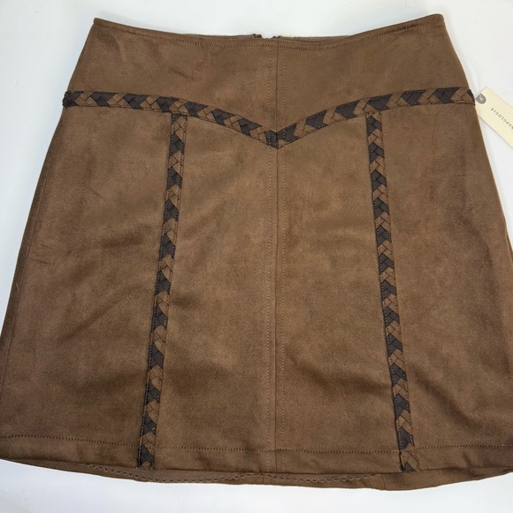 NWT Maeve Whipstitch A-Line Mini Skirt Brown Size XS Anthropologie - Picture 10 of 14